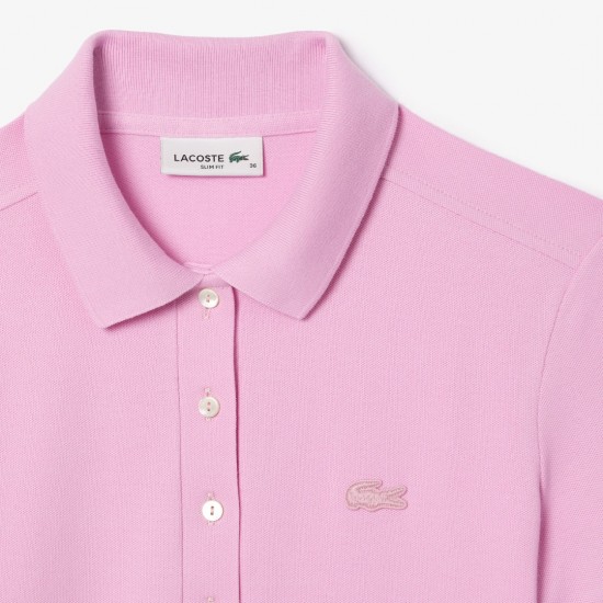 LACOSTE Women's Stretch Cotton Piqué Polo Dress  EF5473 00 IXV Pink