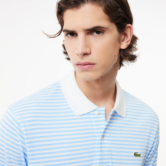 LACOSTE Ανδρικό Βαμβακερό Ριγέ Polo Original L.12.12 Κανονική Γραμμή PH9753 00 F6Z Γαλάζιο