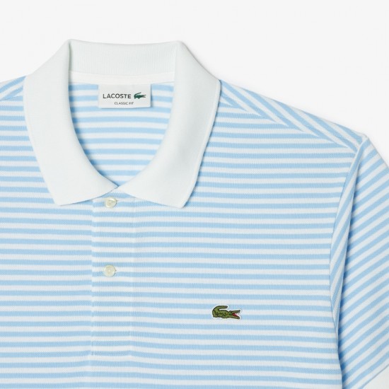 LACOSTE Ανδρικό Βαμβακερό Ριγέ Polo Original L.12.12 Κανονική Γραμμή PH9753 00 F6Z Γαλάζιο