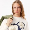 LACOSTE Women's Cotton Oversized Printed Fleece Sweatshirt SF4125 00 70V Blanc