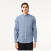 LACOSTE Men's Cotton Regular Fit Checked Poplin Shirt CH6981 00 IR8 Blue