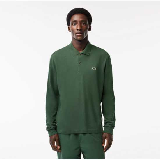 LACOSTE Ανδρική Βαμβακερή Original Μακρυμάνικη Polo Μπλούζα Piqué L.13.12 00 SMI Πράσινο Χακί