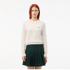 LACOSTE Women's Slim Fit Cotton Sweater C-Neck AF3323 00 70V Flour