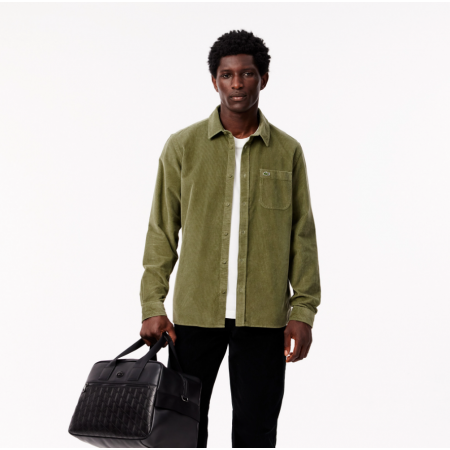 LACOSTE Men's Regular Fit Cotton Corduroy Shirt CH3346 00 BMY Khaki