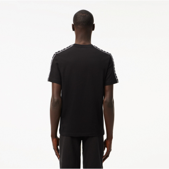 LACOSTE Men's Regular Fit Cotton T-Shirt Logo Band TH7404 00 031 Black