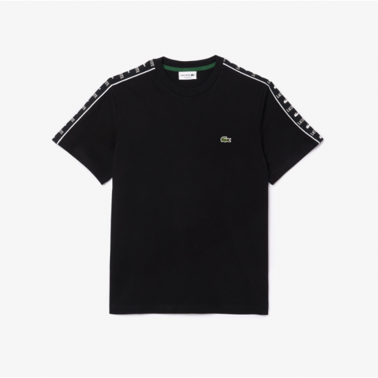 LACOSTE Men's Regular Fit Cotton T-Shirt Logo Band TH7404 00 031 Black