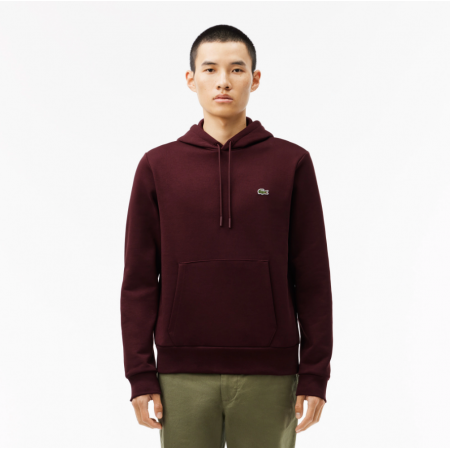 LACOSTE Men's Fleece Hoodie Sweatshirt SH9623 00 BZD Bordeaux