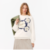 LACOSTE Women's Cotton Oversized Printed Fleece Sweatshirt SF4125 00 70V Blanc