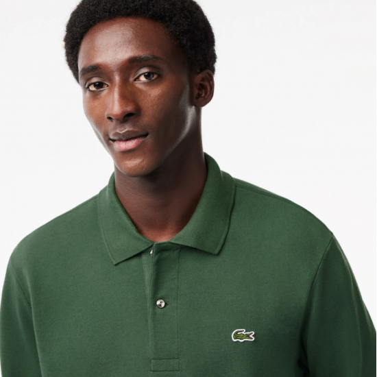 LACOSTE Ανδρική Βαμβακερή Original Μακρυμάνικη Polo Μπλούζα Piqué L.13.12 00 SMI Πράσινο Χακί