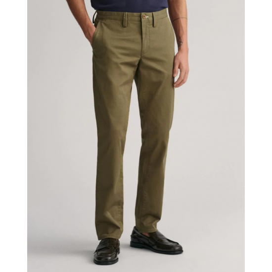 Gant Men's Cotton Slim Fit Twill Chinos 1505221 301 Juniper Green