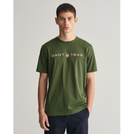 Gant Men's Cotton Regular Fit Printed Graphic T-Shirt 2003242 313 Pine Green