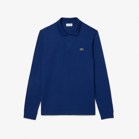 LACOSTE Ανδρική Βαμβακερή Original Μακρυμάνικη Polo Μπλούζα Piqué L.13.12 00 F9F Μπλε Ραφ