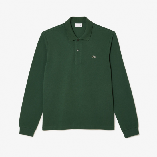 LACOSTE Ανδρική Βαμβακερή Original Μακρυμάνικη Polo Μπλούζα Piqué L.13.12 00 SMI Πράσινο Χακί