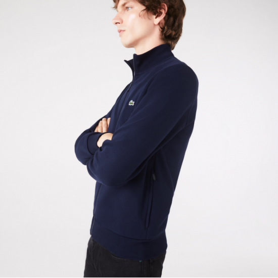 LACOSTE Men's Cotton Regular Fit Brushed Fleece Zip-Up Sweatshirt SH9622 00 166 Dark Blue