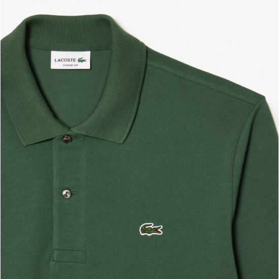 LACOSTE Ανδρική Βαμβακερή Original Μακρυμάνικη Polo Μπλούζα Piqué L.13.12 00 SMI Πράσινο Χακί