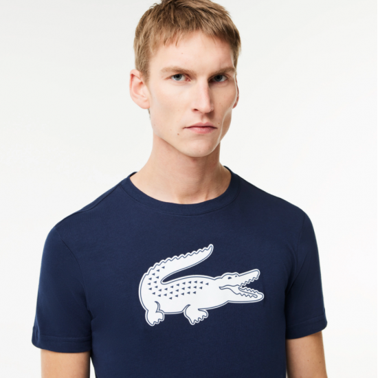 LACOSTE Men's Regular Fit Sport 3D Print Crocodile Breathable Jersey T-Shirt TH2042 00 525 Blue