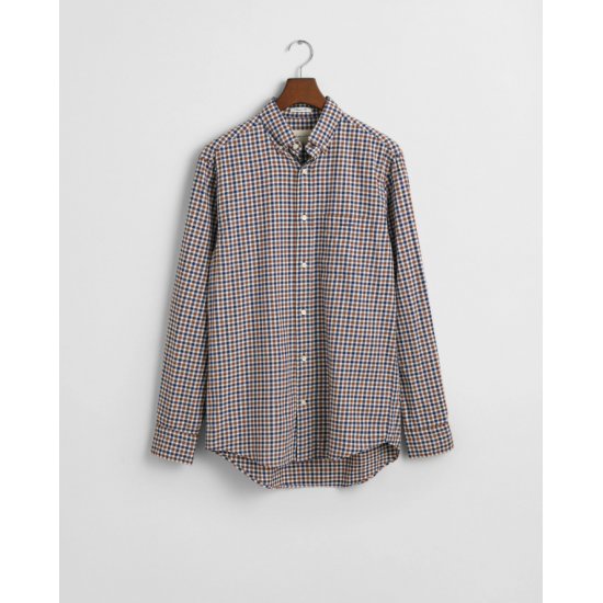 GANT Men's Regular Fit Cotton Light Twill Gingham Shirt 3240193 220 Cacao