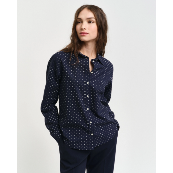 GANT Women's Cotton Voile Regular Fit Dot Print Shirt 4300418 433 Evening Blue