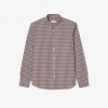 LACOSTE Men's Cotton Regular Fit Poplin Checked Shirt CH6981 00 I5X Brown