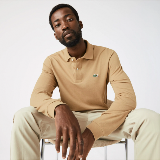 LACOSTE Ανδρική Βαμβακερή Original Μακρυμάνικη Polo Μπλούζα Piqué L.13.12 00 02S Mpez