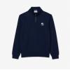 LACOSTE Unisex Regular Fit Cotton Fleece Stand Up Collar Sweatshirt SH2735 00 166 Navy Blue