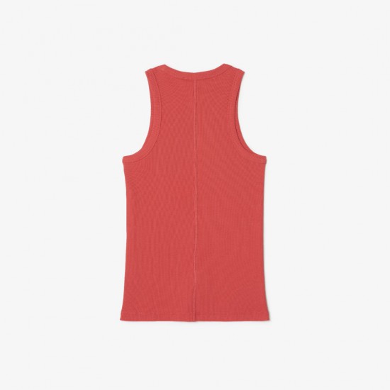 Lacoste Γυναικεία Βαμβακερή Αμάνικη Μπλούζα Στενή Γραμμή TF5388 00 ZV9 Ροζ