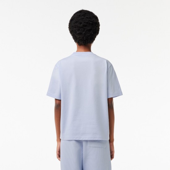 Lacoste Γυναικεία Βαμβακερή T-Shirt Μπλούζα Άνετη Γραμμή TF7215 00 J2G Γαλάζιο Ανοιχτό