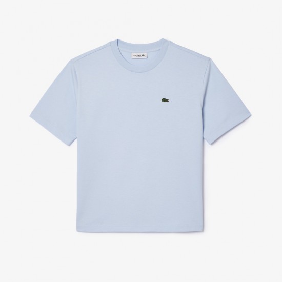 Lacoste Γυναικεία Βαμβακερή T-Shirt Μπλούζα Άνετη Γραμμή TF7215 00 J2G Γαλάζιο Ανοιχτό