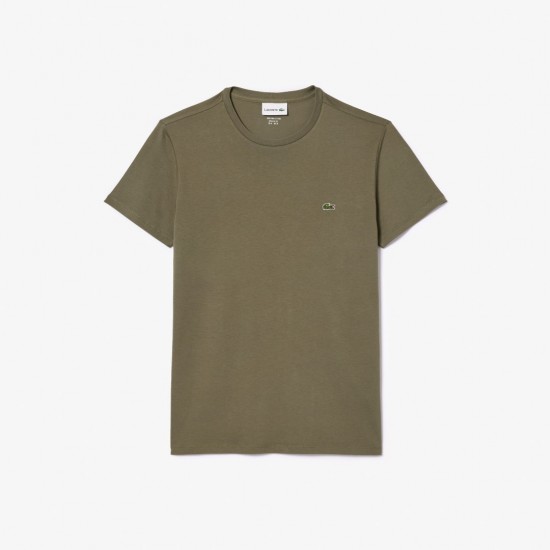 Lacoste Men's Regular Fit Pima Cotton C-Neck Jersey T-Shirt TH6709 00 316 Khaki