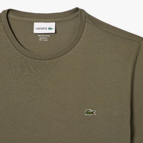 Lacoste Men's Regular Fit Pima Cotton C-Neck Jersey T-Shirt TH6709 00 316 Khaki