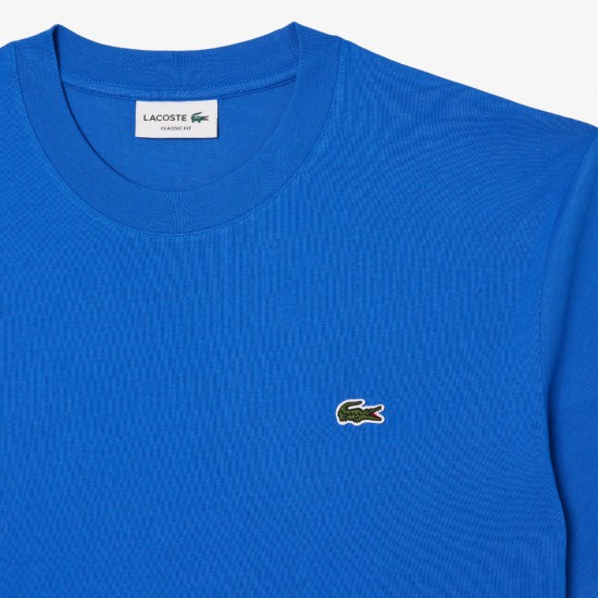 Lacoste Ανδρική Βαμβακερή T-Shirt Μπλούζα Ultra Dry Sport Κανονική Γραμμή TH7618 00 IXW Μπλε