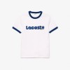 Lacoste Men's Cotton Regular Fit Print Contrast Accent T-Shirt TH7531 00 F2F White Blue