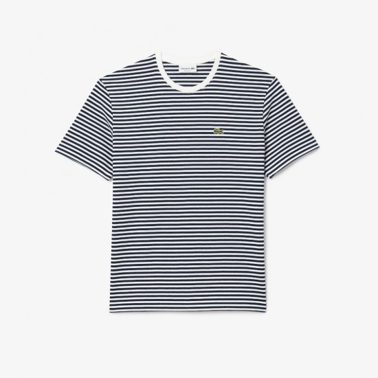 Lacoste Men's Regular Fit Heavy Cotton Striped T-Shirt TH9749 00 522 Dark Blue