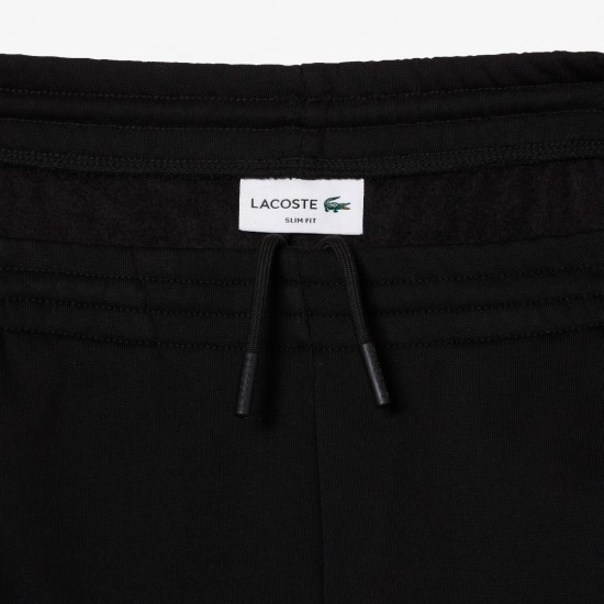 LACOSTE Men's Slim Fit Cotton Fleece Tracksuit Pants XH9624 00 031 Black