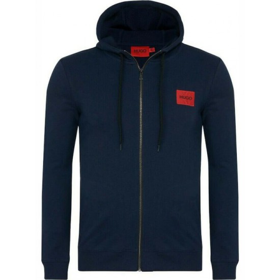 HUGO BOSS Ανδρική Βαμβακερή Ζακέτα με Κουκούλα Daple212 Κανονική Γραμμή 50447972 405 Μπλε Σκούρο