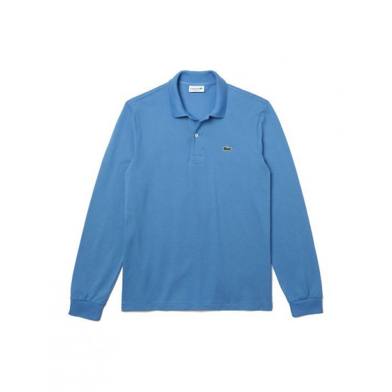 LACOSTE Ανδρική Βαμβακερή Original Μακρυμάνικη Polo Μπλούζα Piqué L.13.12 00 776 Γαλάζιο