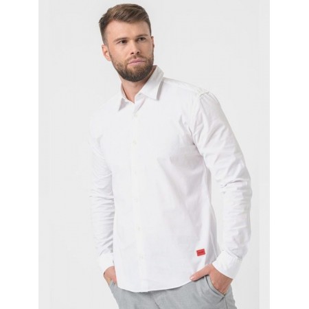 HUGO BOSS Men's Stretch Cotton Poplin Slim Fit Shirt Ermo 50500216 199 White
