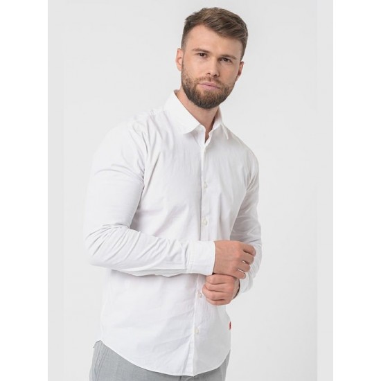 HUGO BOSS Men's Stretch Cotton Poplin Slim Fit Shirt Ermo 50500216 199 White