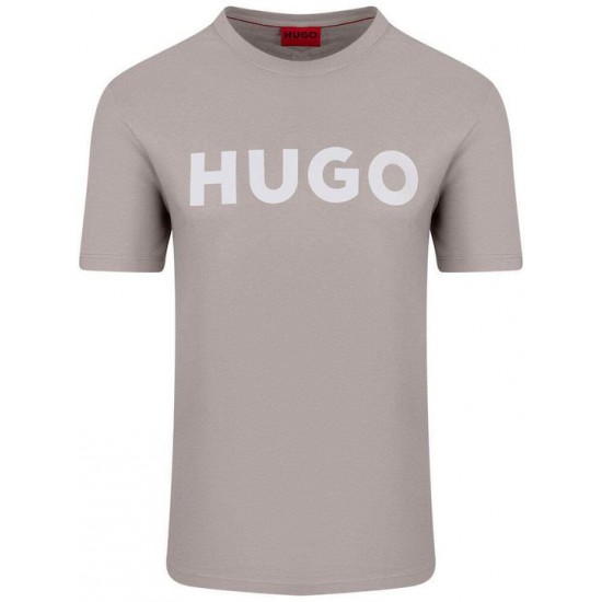 HUGO BOSS Ανδρικό Βαμβακερό T-Shirt Κανονική Γραμμή Dulivio 50467556 055 Ανοιχτό Γκρι