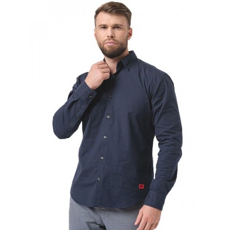 HUGO BOSS Men's Stretch Cotton Poplin Slim Fit Shirt Ermo 50500216 405 Dark Blue