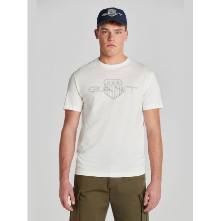 GANT Men's Cotton Regular Fit Logo T-Shirt 2005143 113 Eggshell