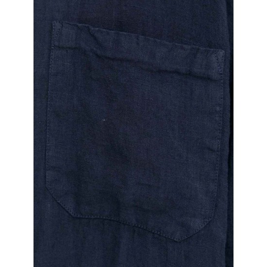 HUGO BOSS Men's Linen Slim Fit  Shirt Ermann 50514162 405 Dark Blue