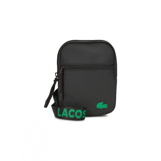 LACOSTE Ανδρική Flat Τσάντα Ώμου Petit Pique NH4679TX 00 N71 Μαύρη