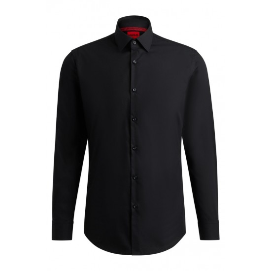 HUGO BOSS Men's  Slim Fit Cotton Poplin Shirt Koey 50513932 001 Black