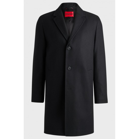 HUGO BOSS Men's Regular Fit Wool Blend Coat Malte2441 50528809 001 Black