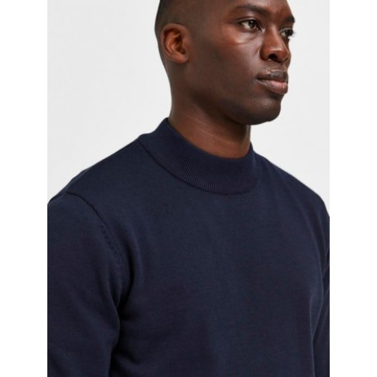 SELECTED Ανδρικό Πλεκτό Λουπέτο LS Knit Mock Neck 16086643 - Navy Blue (Μπλε)