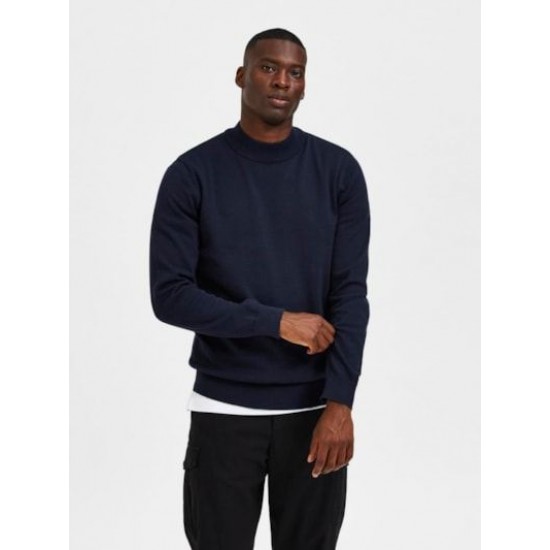 SELECTED Ανδρικό Πλεκτό Λουπέτο LS Knit Mock Neck 16086643 - Navy Blue (Μπλε)