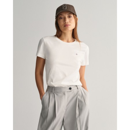 GANT Women's Cotton Regular Fit Shield T-Shirt 4200200 110 White