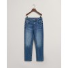 Gant Γυναικείο Παντελόνι Jean Straight Cropped Κανονική Γραμμή 4100181 972 Μπλε Ανοιχτό με Πλύσιμο