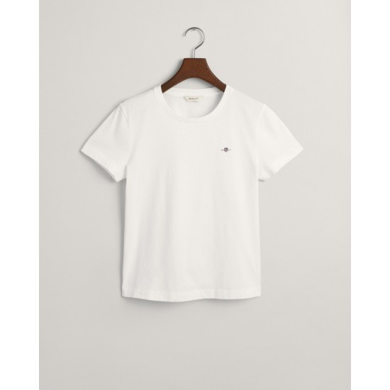 GANT Women's Cotton Regular Fit Shield T-Shirt 4200200 110 White